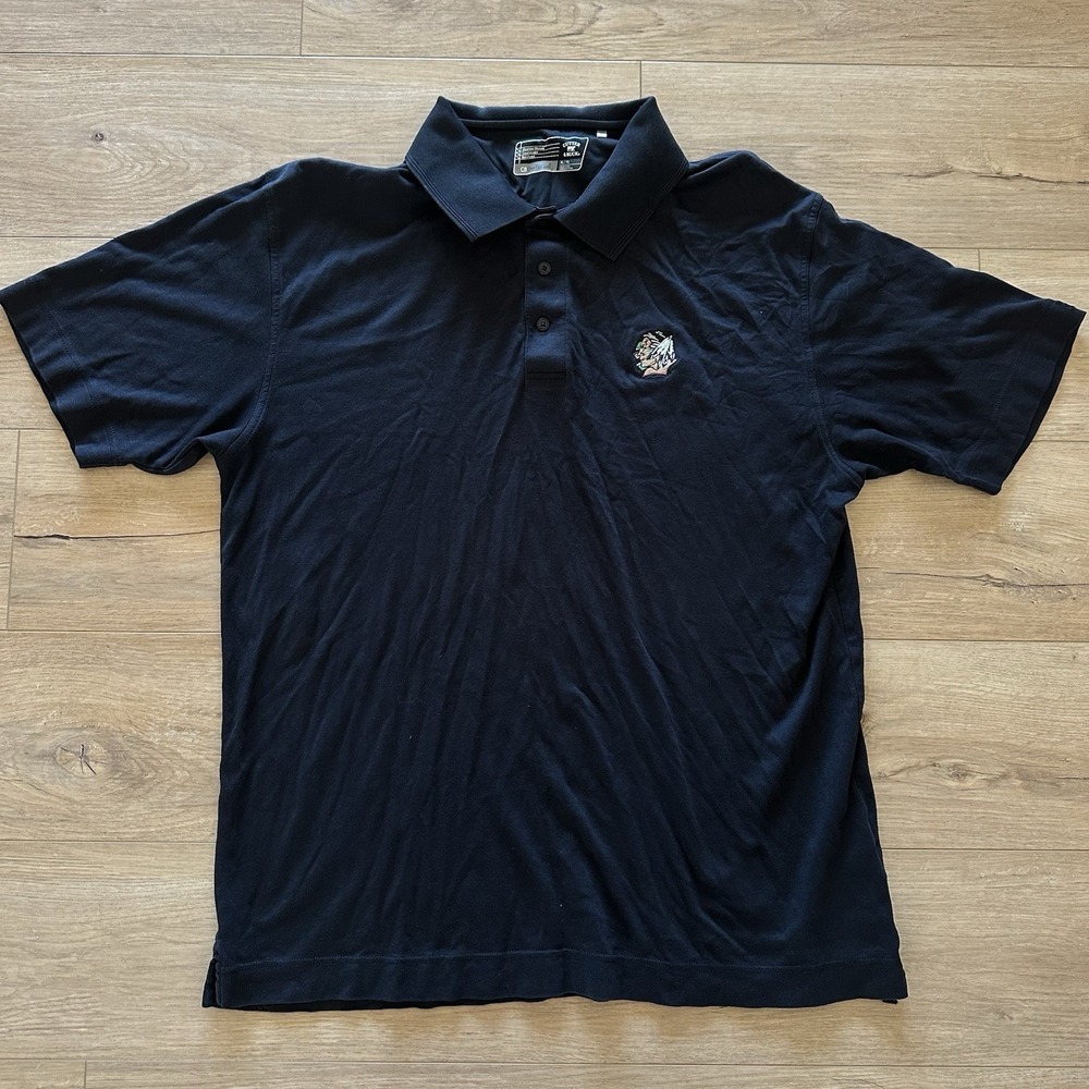 Men's Black Fighting Sioux Hockey Polo Shirt XL Cutter & Buck DryTec EUC Cotton